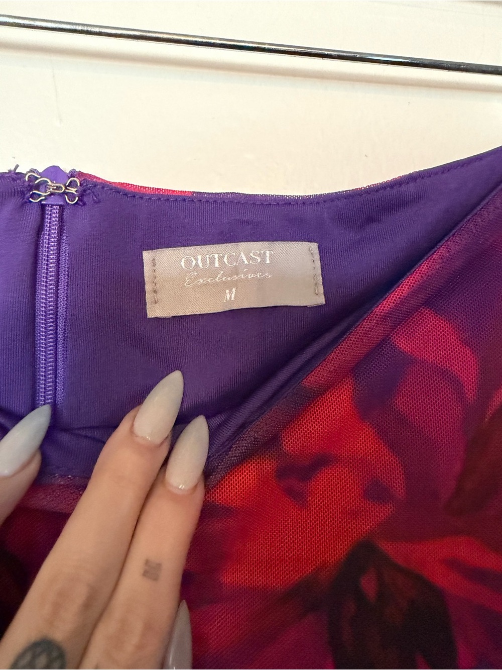 Purple & Red Floral Mini Lace Up Skirt - Picture 4 of 7